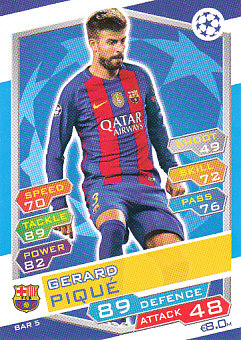 Gerard Pique FC Barcelona 2016/17 Topps Match Attax CL #FCB05